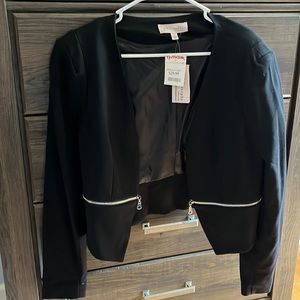 Black philosophy jacket with silver zippers